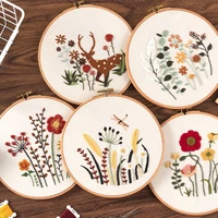 diy flower embroidery kit with hoop craft kits pattern printed cross stitch set handmade sewing art painting home decor gift