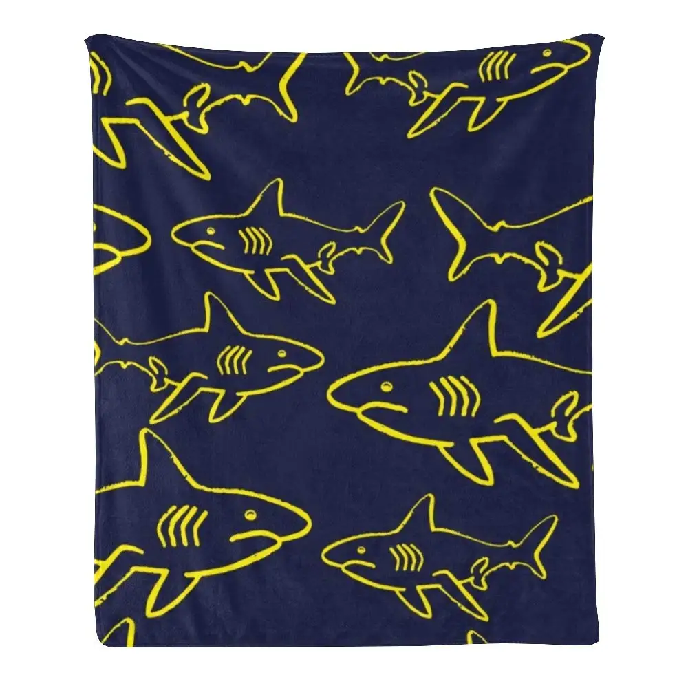 

Супермягкое Флисовое одеяло на заказ, покрывало для дивана, кровати, в подарок, желтая акула