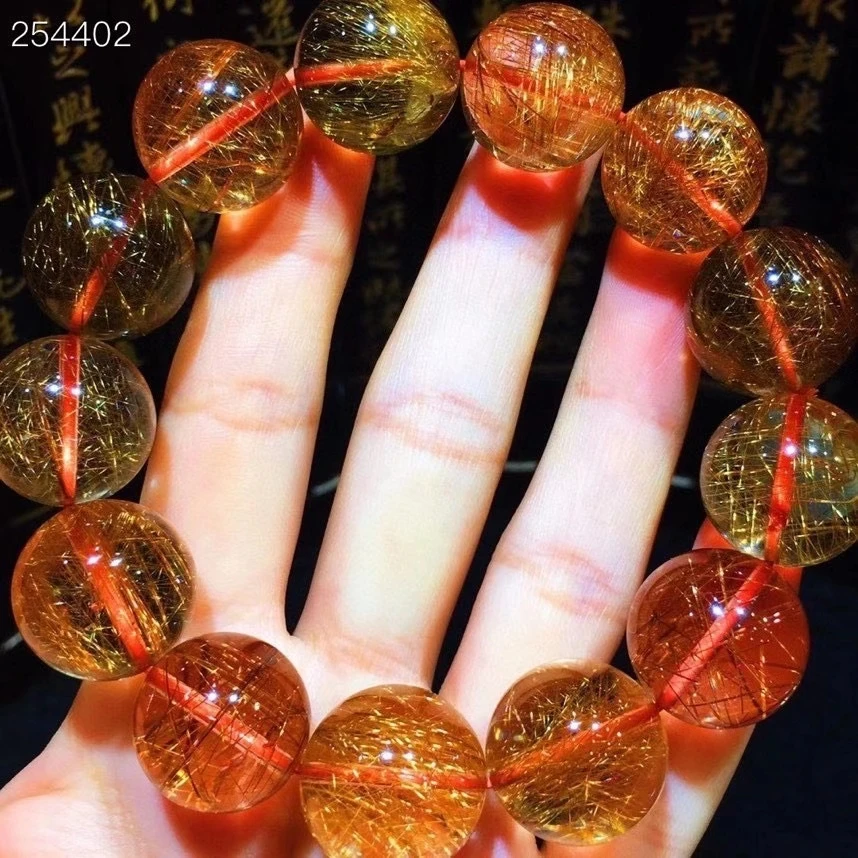 Из натуральной медь Рутиловый Кварц прозрачные круглые бусины браслет 17 мм для