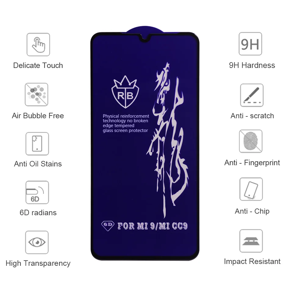 6D закаленное стекло для Xiaomi mi 8 A2 Lite Play mi 9 Pro mi 9 mi x 3 2S 2 Red mi 8a 8 Note 8t 7 Защитное стекло для экрана for Xiomi Xiaomi mi 9 lite Redmi note 7 8t 8a 8