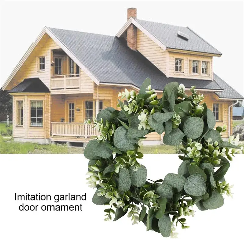 

Christmas Wreath Artificial Green Eucalyptus Leaves Holiday Festival Door Hanging Garland Party Decoration for Door Wall Window