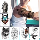 Татуировки Ночной лес для мужчин и женщин, реалистичные Временные татуировки сделай сам, поддельные наклейки с волком, скорпионом, бумага для тату