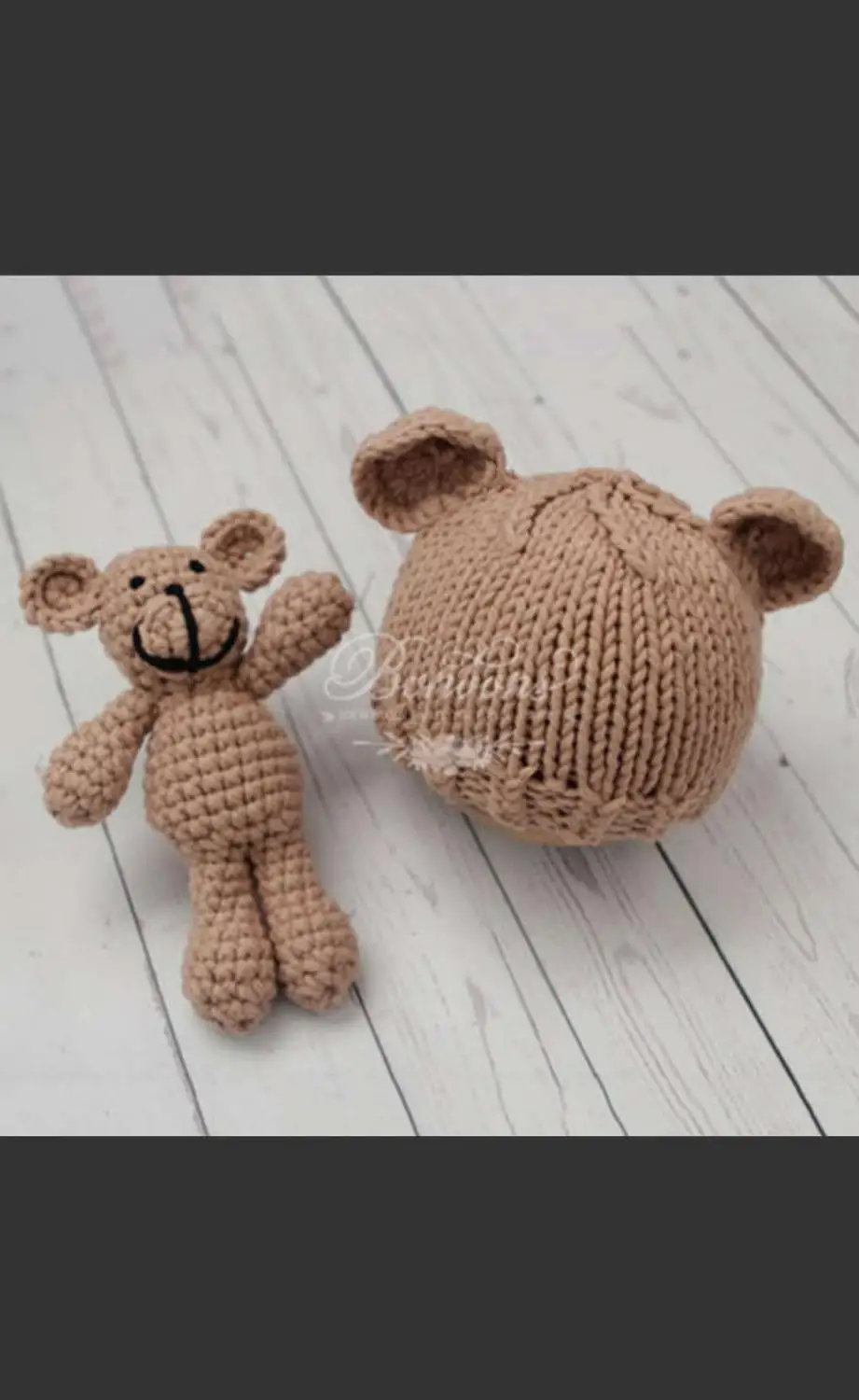

Newborn hundred days photo photography props hat hand-woven suits bear male and female baby hats