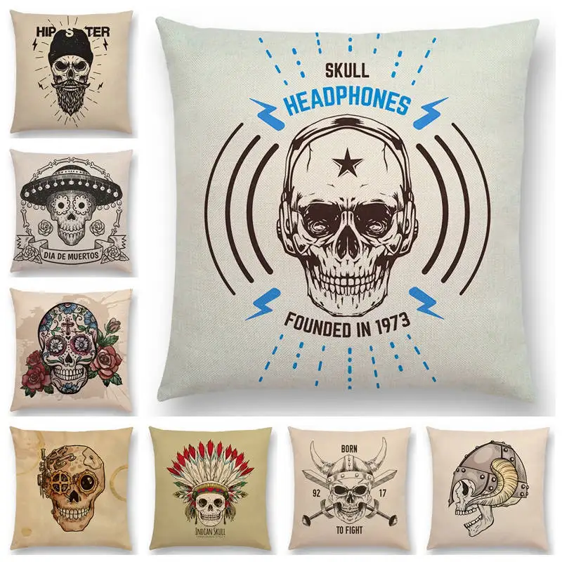 Новый Чехол на подушку с черепом головой рок панк смерти падший демон табу