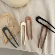 Pince à cheveux en forme de U pour femmes, Style coréen, Simple, géométrique, solide, élégant, porte chignon, Barrette, 2021  (1)