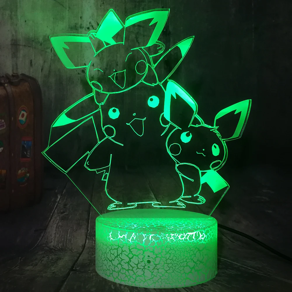 Pikachu Pokemon Go экшн фигурка 3D светодиодный хрустальный белый базовый детский