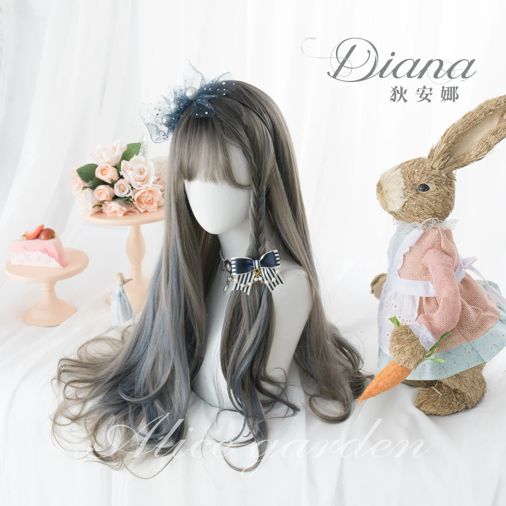 Серо-голубые градиентные милые парики принцессы для вечеривечерние Косплей