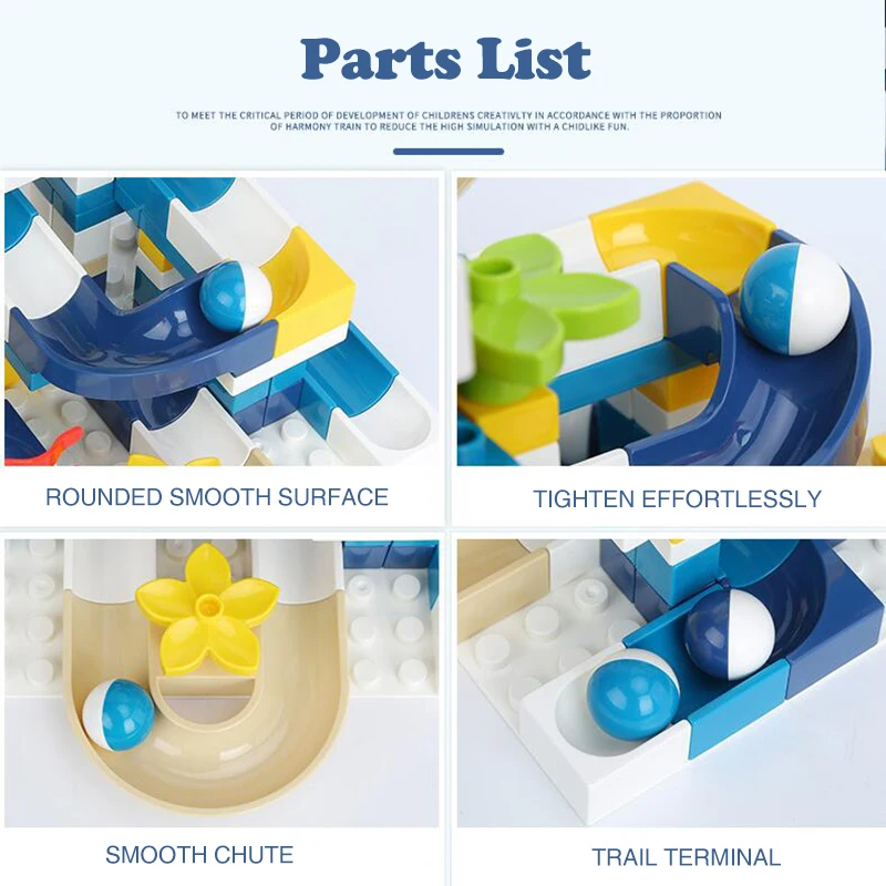 

110pcs Compatible Marble Race Run Slide Building Blocks DIY Funnel Maze Balls Big Size Bricks Educational Toys