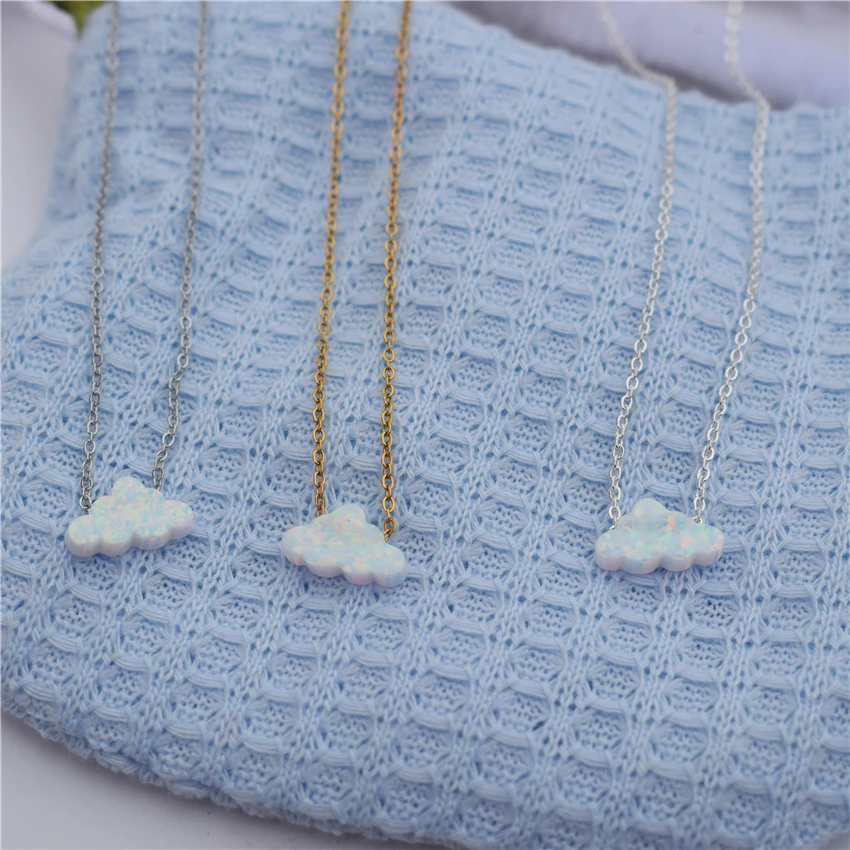 Женское ожерелье с подвеской в виде облака из белого опала | Украшения и