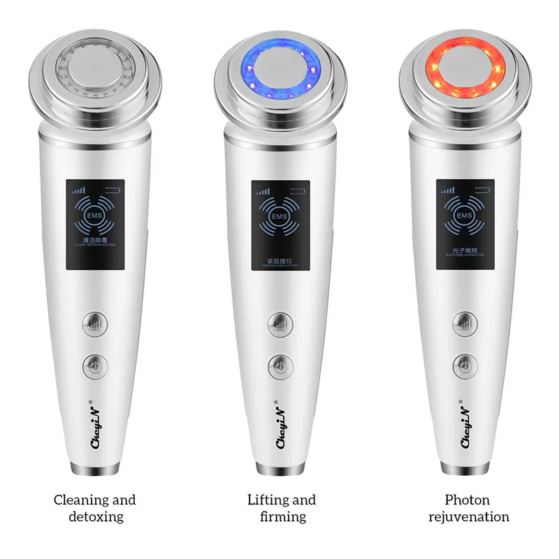 

CkeyiN LED Photon Skin Care Beauty Massager EMS Facial Lifting Wrinkle Remover Face Pore Deep Cleansing V Face Shaping Roller