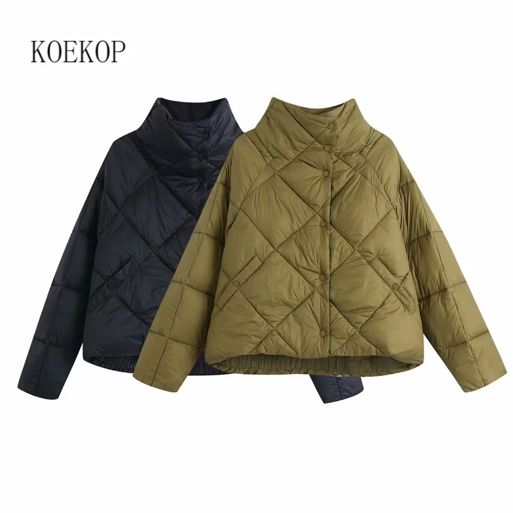 

Женская Стеганая куртка-пуховик Koekop, зимние теплые парки с высоким воротником и длинным рукавом, пальто большого размера, шикарные топы, жен...