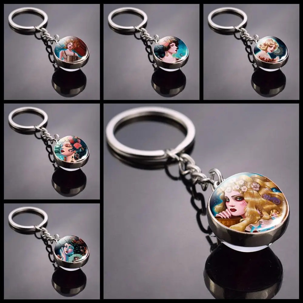 Металлический брелок серебряного цвета элегантный двусторонний прозрачный