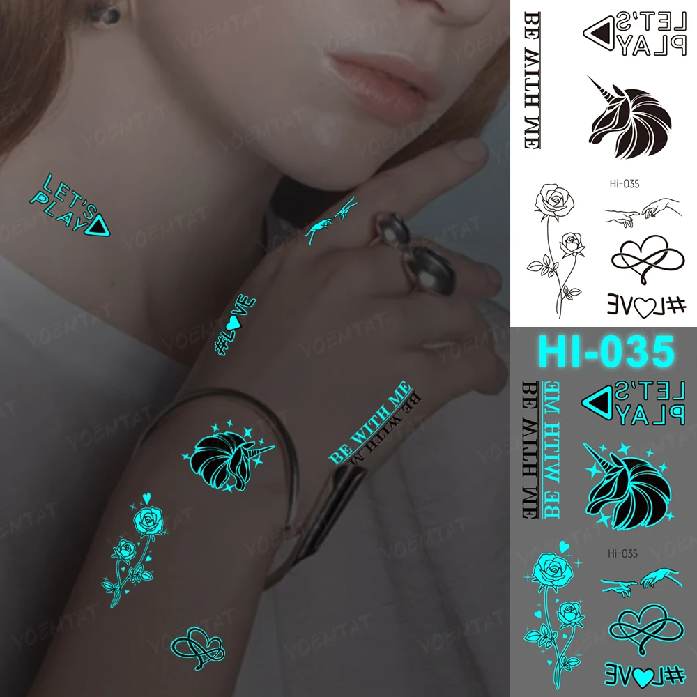 Светящиеся Татуировки синяя светящаяся крест четырехлистный клевер волшебная