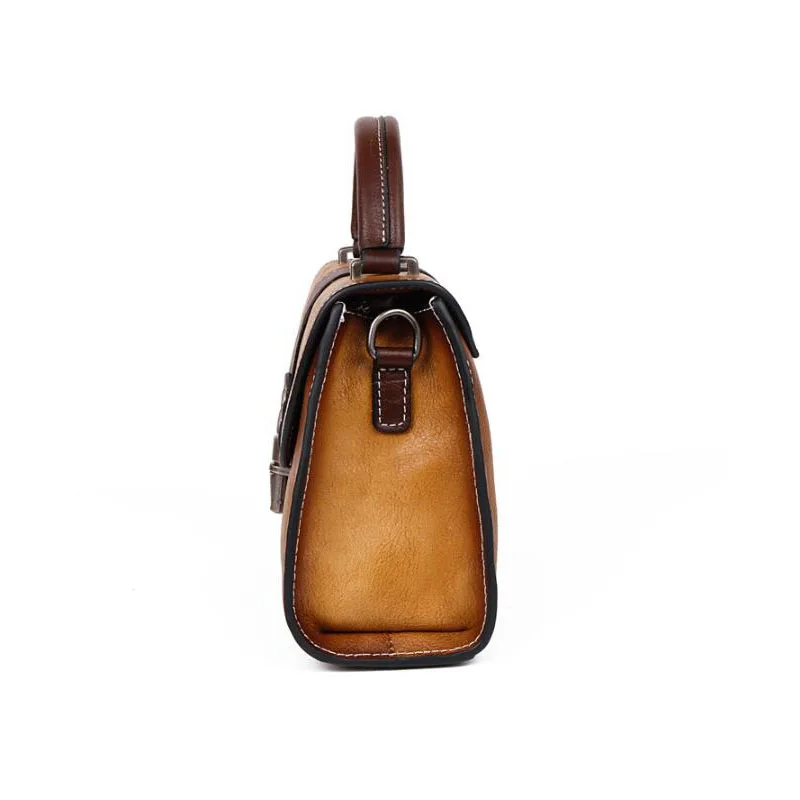 

New Women's famous brand Women Bag The new first layer cowhide leather retro hand rub color hand-held shoulder messenger handbag