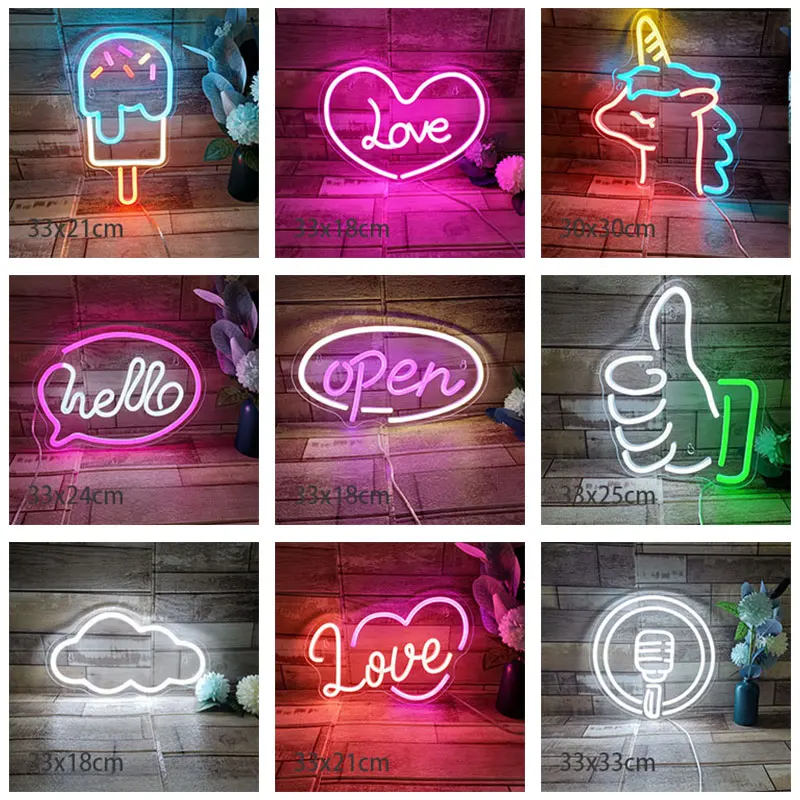 Drop shipping Led Neon Lighting Colorful Home Kid's Room Decoration 5V Wedding Mother's Day Decor House Moving Gift