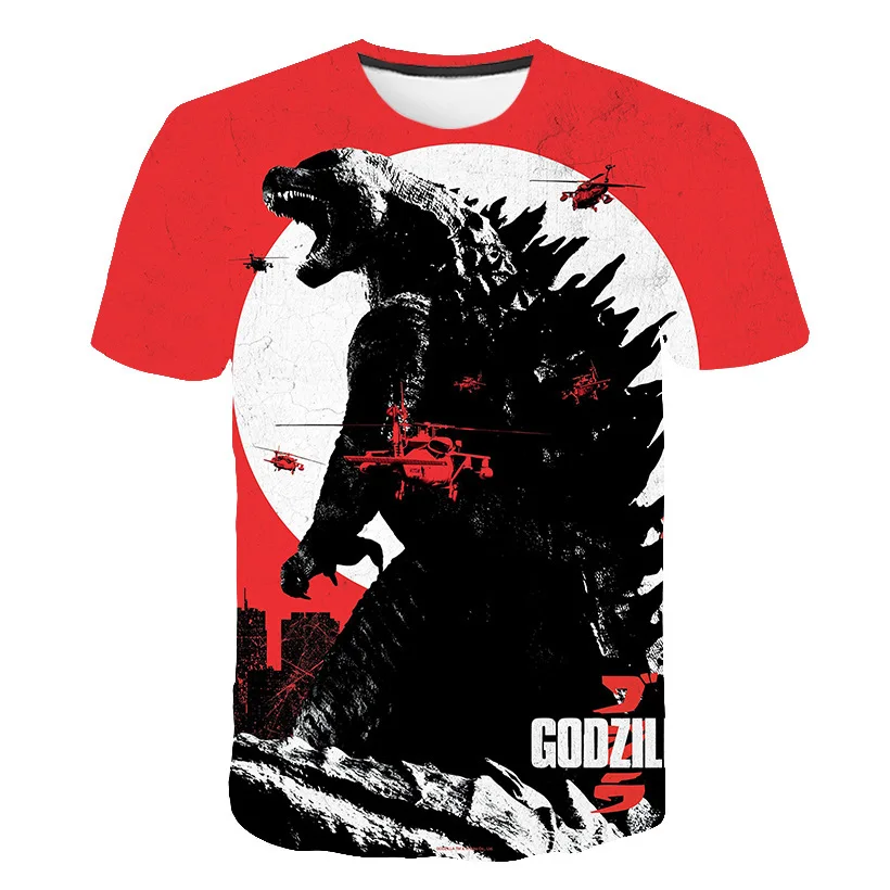 Футболка Годзилла дышащие и впитывающие пот топы с короткими рукавами для