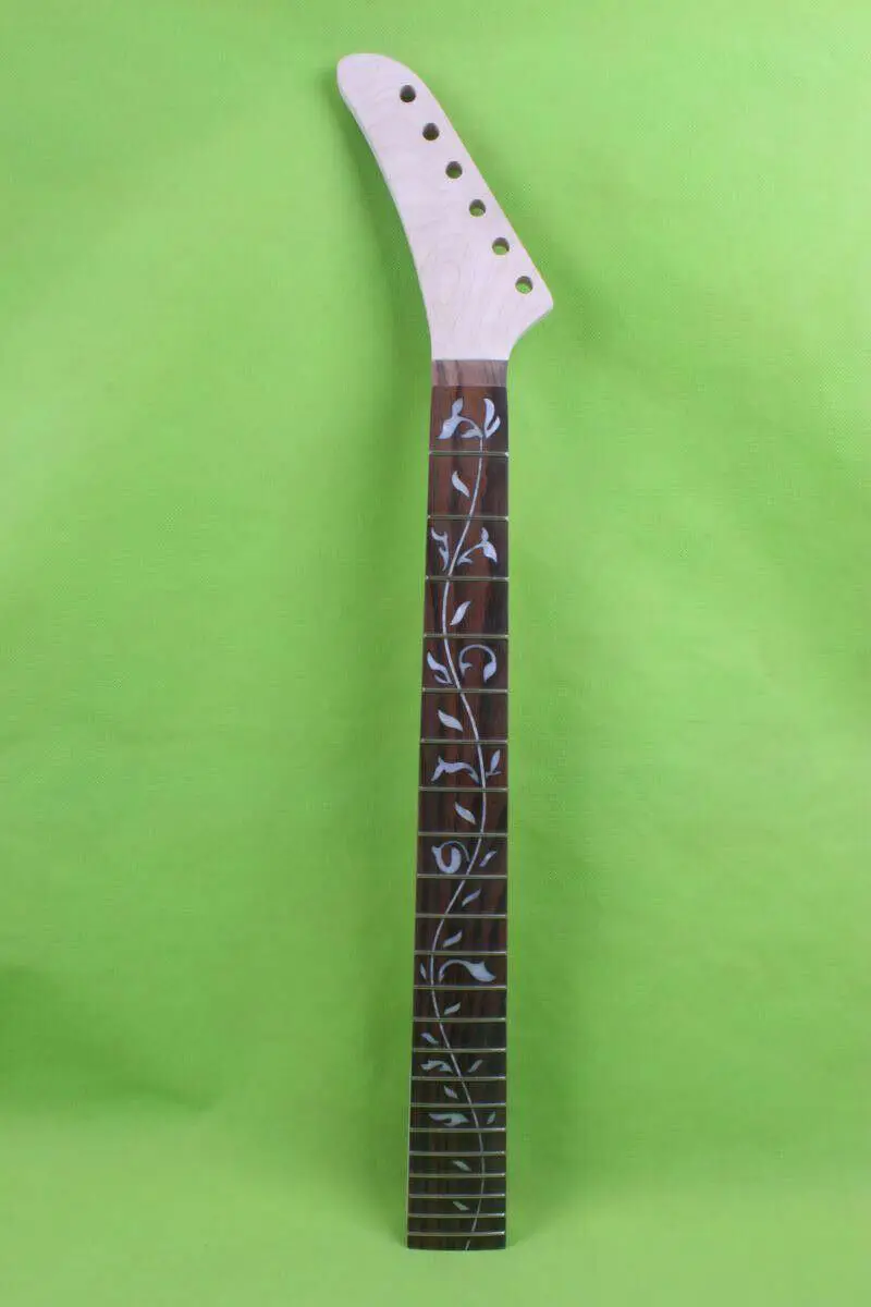 

Electric guitar neck 22 fret 25.5in Vine inlay Banana Head Floyd rose nut Left