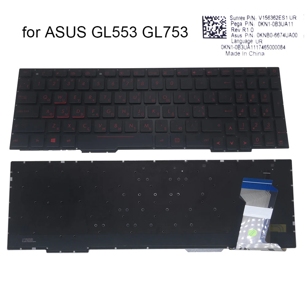 

GL553 RU gaming Keyboard backlit For ASUS Rog GL553VW GL553V GL553VE GL753VW Russian Keyboards laptop sales parts 0KNB0 6674UA00