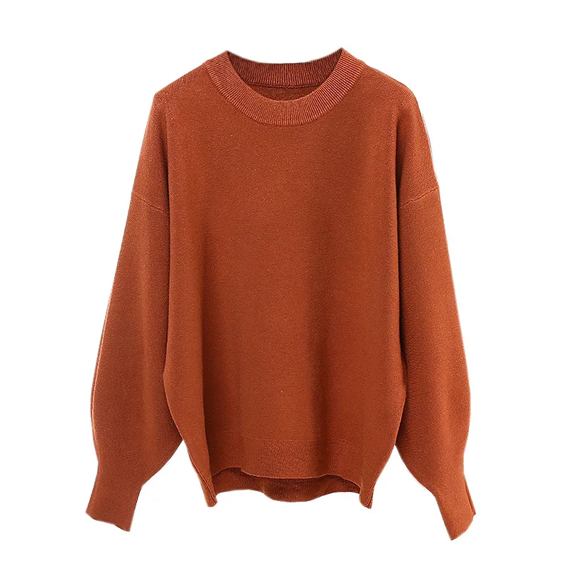 Pull Femme,, зима, осень, большой размер, вязаный кашемировый свитер, женский, рукав-фонарик, базовый, уплотненный, пуловер, C-303