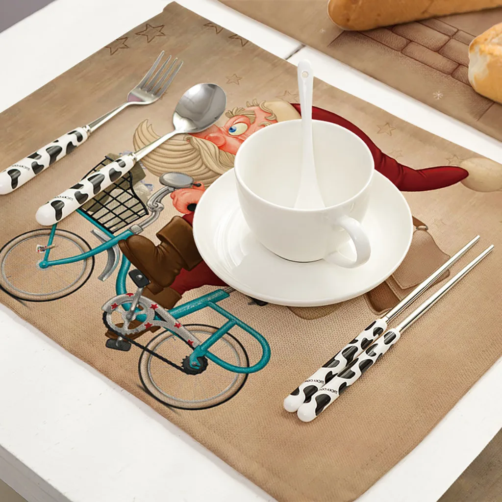 Рождественские украшения для дома столовый коврик Рождественский орнамент рога