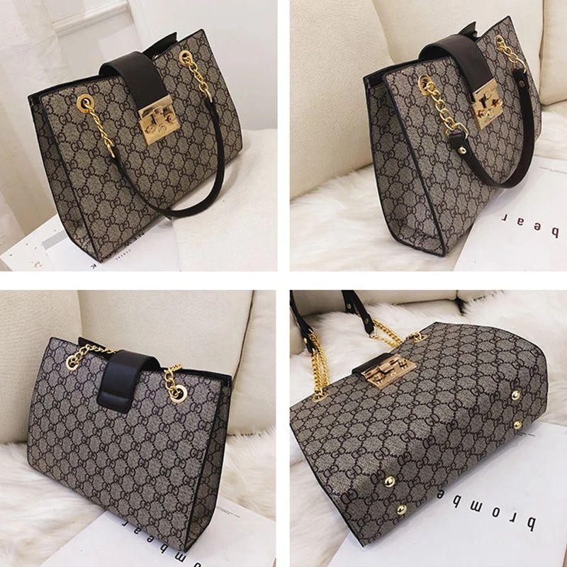 

Classic Luxury Shoulder Bags For Women's PU Leather Lock Chain Crossbody Bag Female Fashion All-Match Phone Sachet Handbags