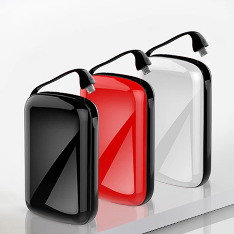 Внешний аккумулятор 10000 мАч со встроенным кабелем Android портативное зарядное