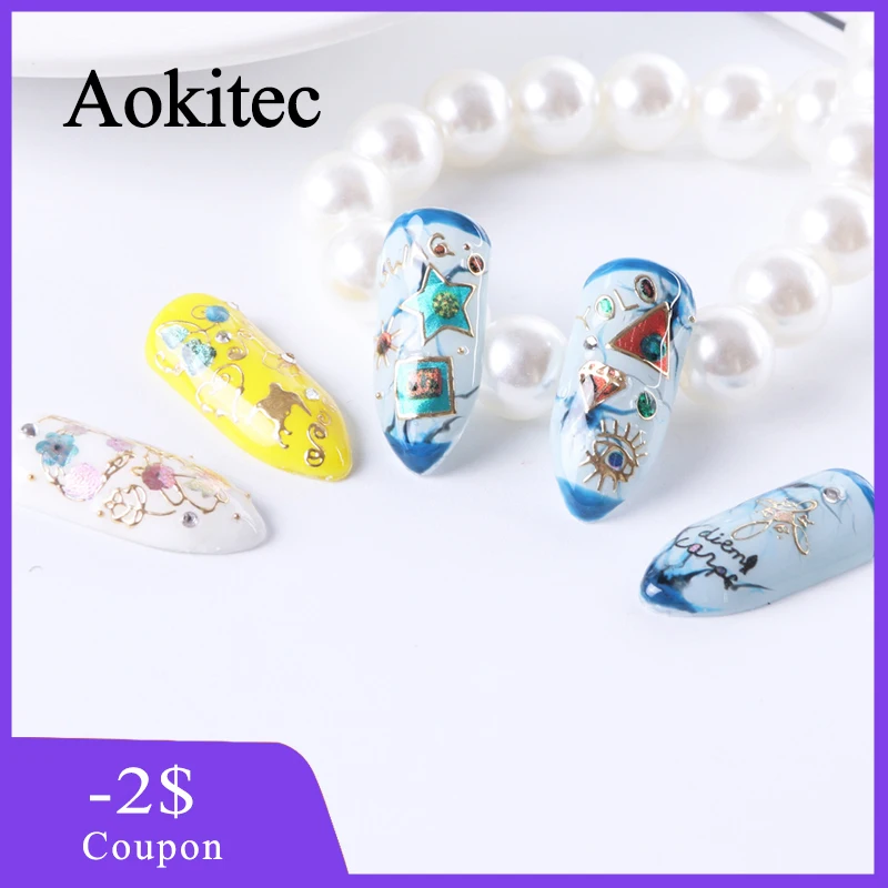 Aokitec 3D клейкая наклейка цветной Алмазный лак для ногтей переводная