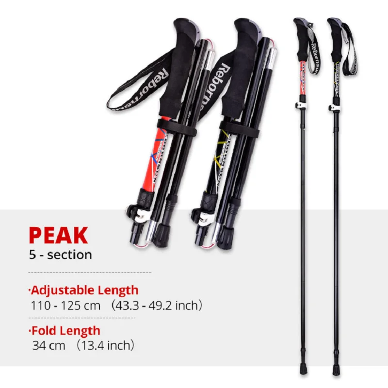 3-Section Hiking Accessories Walking Telescopic Stick Trekking Poles Ultralight Folding Outdoor Camping Easy Put Into Bag