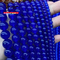 natural stone beads dark blue jades chalcedony round loose spacer beads for jewelry making diy bracelets 4 6 8 10 12 14mm 15