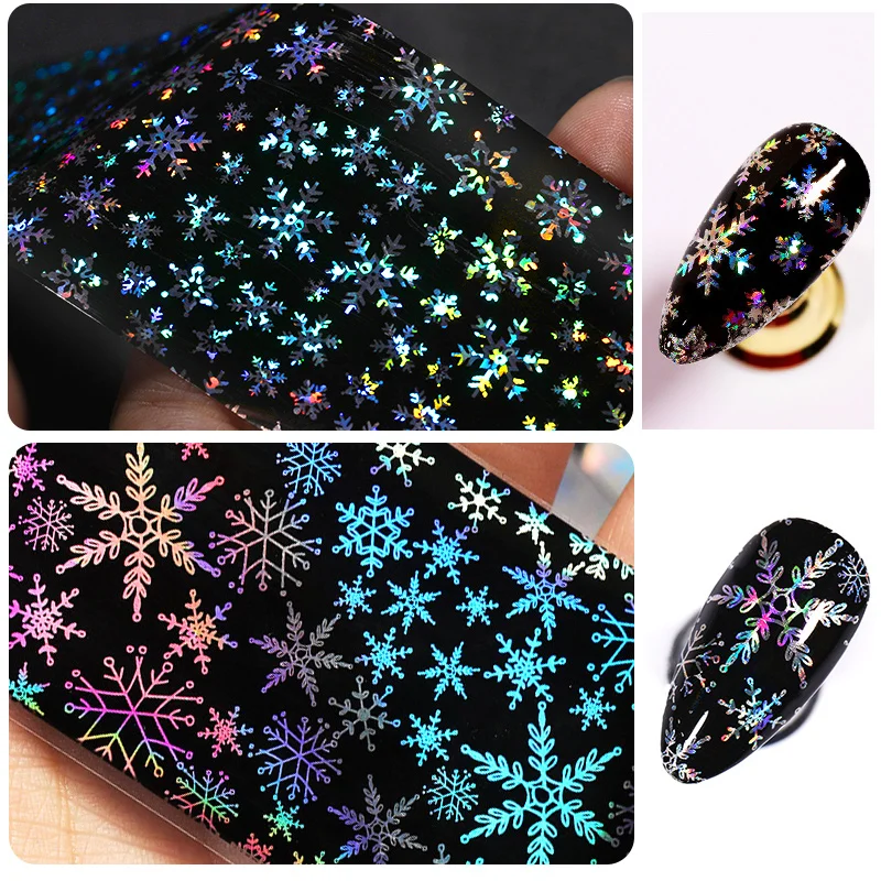 

Christmas Silver Snowflakes Nail Art Foil Transfer Glitter Stickers 3D Nail Art Decals Designer Manicuring Decoration