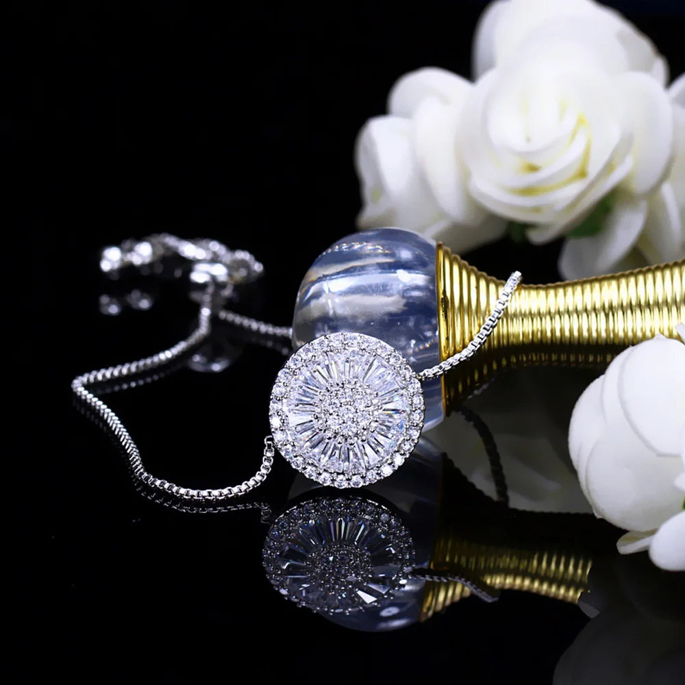 3 цвета модные браслеты ThreeGraces из звеньев цепи белые зеленые синие CZ круглые