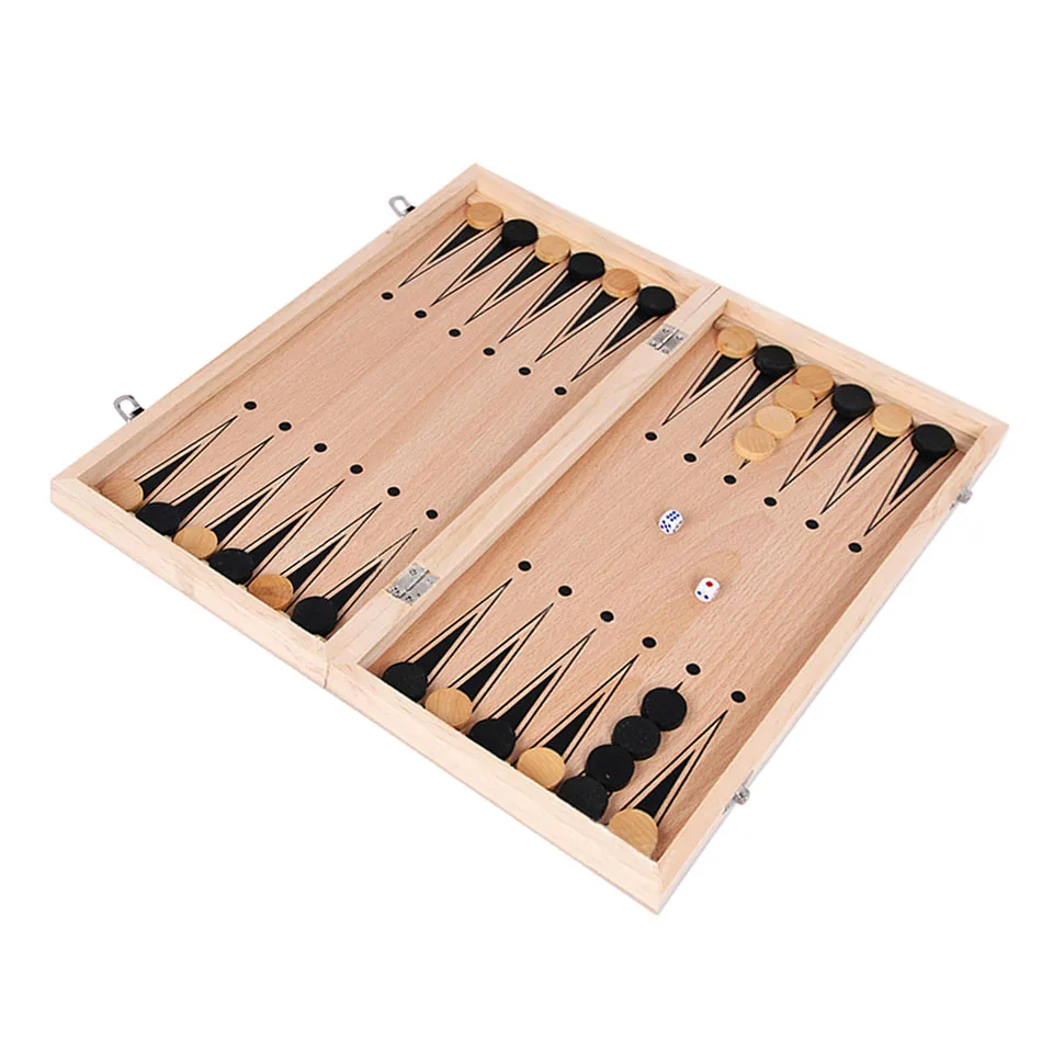 

3 in 1 Chess Set Wooden Chess Game Backgammon Checkers Indoor Travel Chess Wooden Folding Chessboard Chess Pieces Chessman