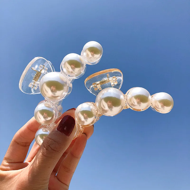 

1PC Korean Hyperbole Big Pearls Hair Claws Elegant Hairpins Barrette Crab Hair Clips Headwear for Women Girls Hair Accessories