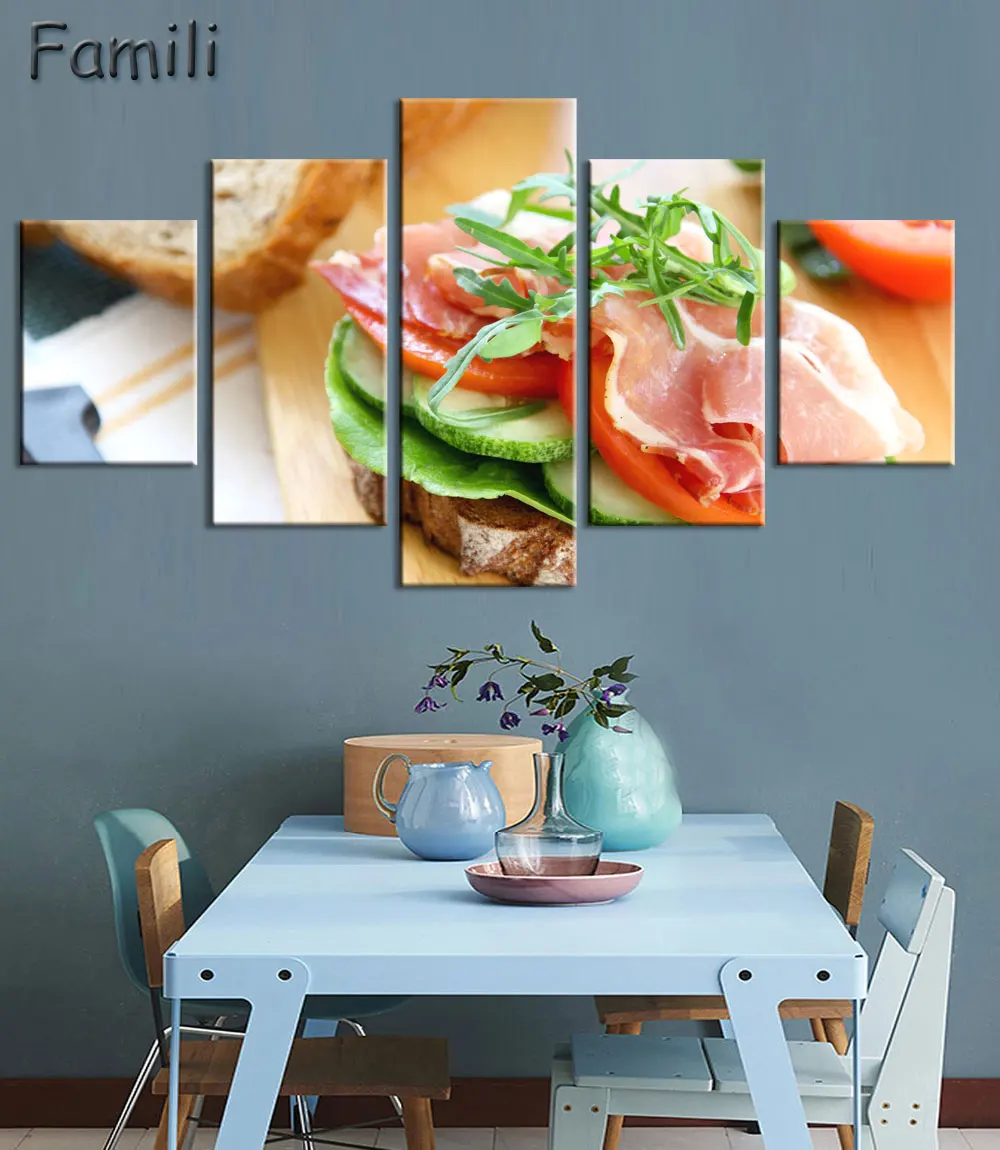 5 шт. курица цельная Пшеница хлеб специи вкусная еда без рамки холст печать Декор