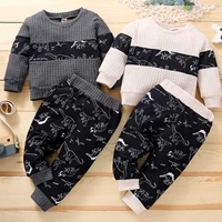 fall winter newborn baby boys knitted clothes lounge set long sleeve romper top pants babysuit for 6 12 18 month kids children