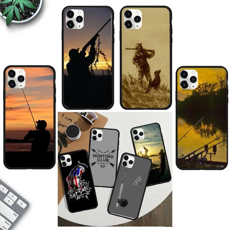 

Hunting animal and fishing man Phone Case For iPhone 13 11 8 7 6 6S Plus X XS MAX 5 5S SE 2020 XR 11 pro Funda capa