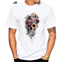 fpace skull floral print t shirt fashion geek fitness cool o neck mens t shirt summer short sleeve men clothing