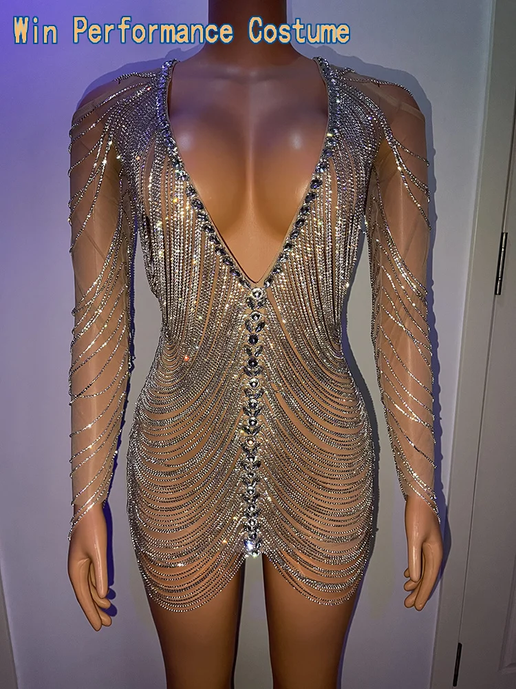 Яркий прозрачный комбинезон Стразы с длинными рукавами сексуальные леггинсы