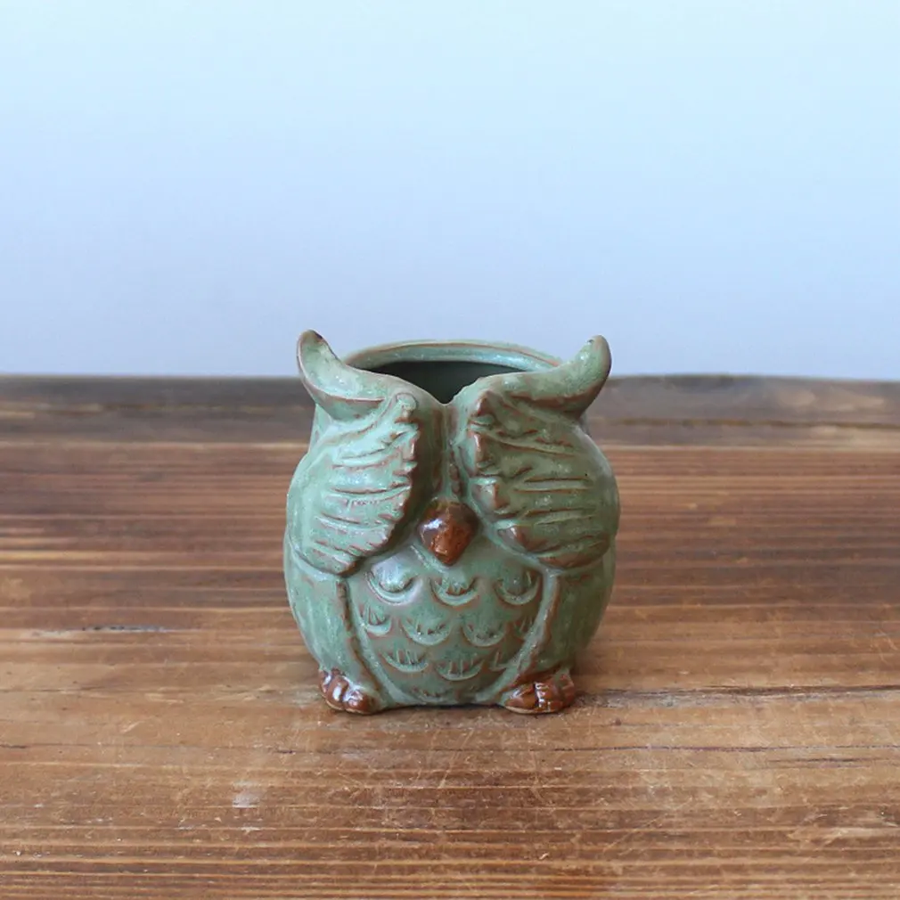 Мультяшный цветочный горшок в форме совы для суккулентов растения керамический