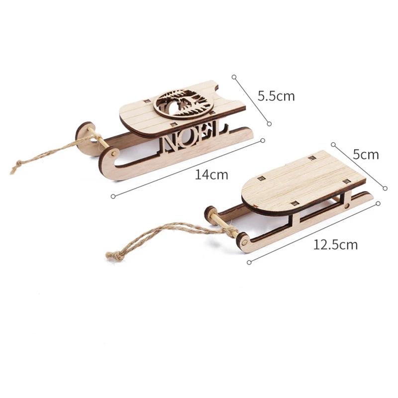3 uds creativo delicado duradero Mini trineos port&aacute;til pr&aacute;ctico de Navidad trineo para decoraci&oacute;n de Navidad-2