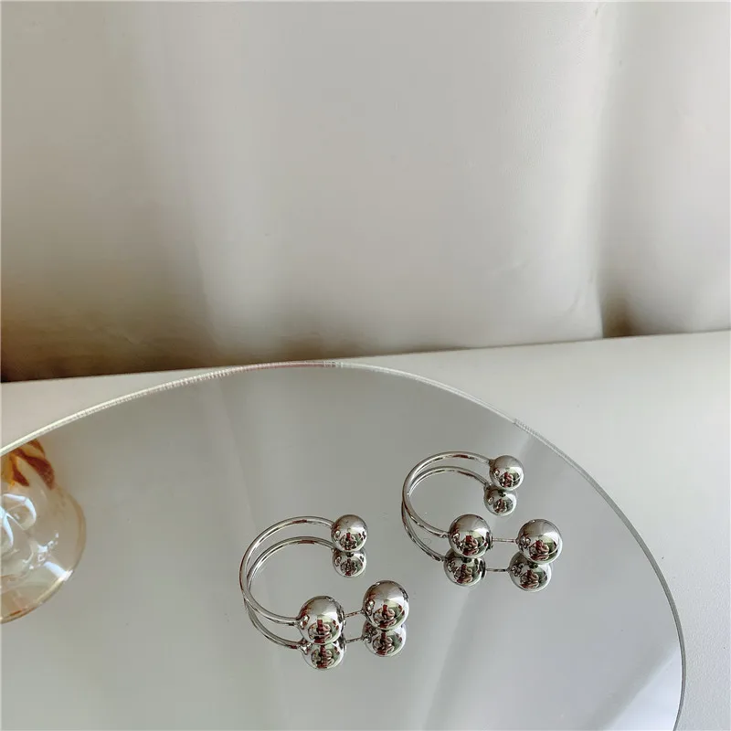 

HANGZHI 2020 New MONABe timeless Punk Rock Exaggerate Sense Nature Round beads Stud Earrings for Woman Girls Party Jewelry