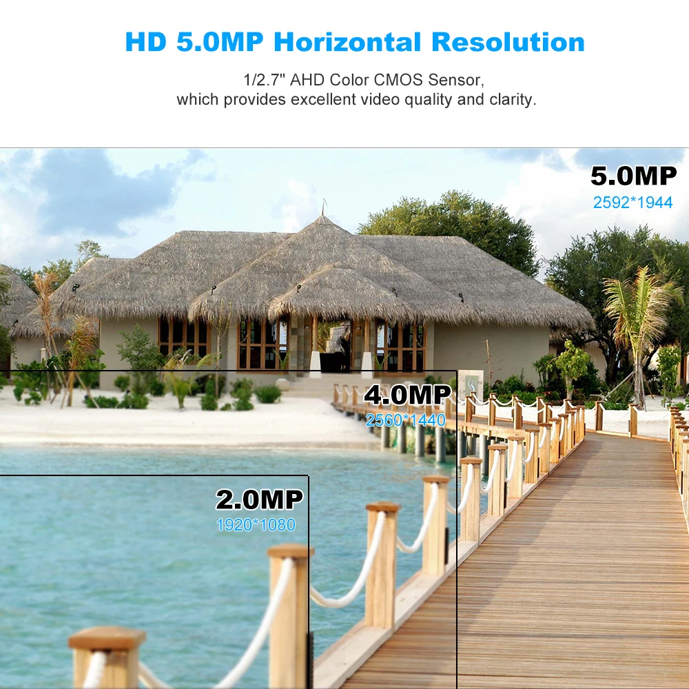 KKmoon 5.0MP AHD пуля Водонепроницаемый CCTV Камера 1/2.7 ''CMOS 4 шт Массив ИК лампы Ночное