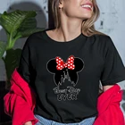 Женские футболки Disney, женские футболки с рисунком из мультфильмов, черные и белые футболки, Летний новый продукт, футболки в стиле Харадзюку, кавайные прямые поставки