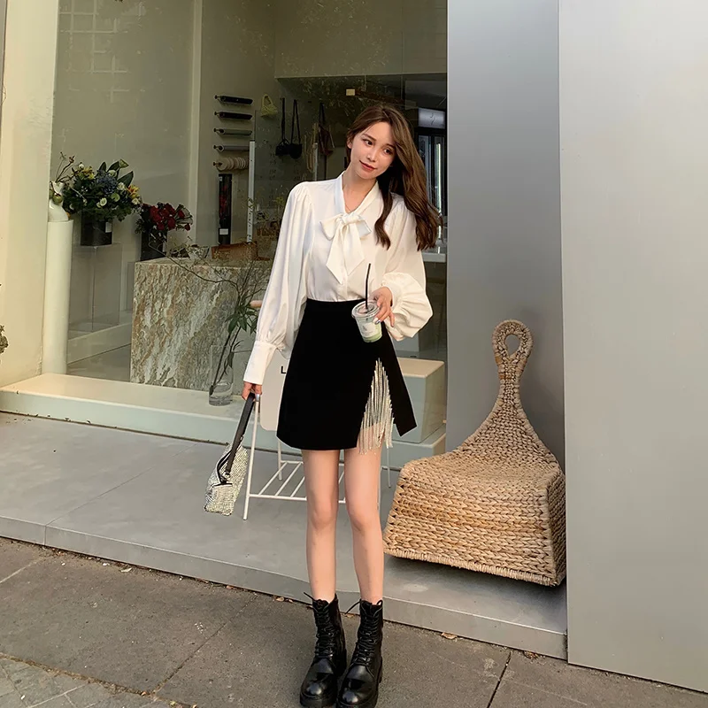 Женская Блестящая черная юбка Xiaoxi | одежда