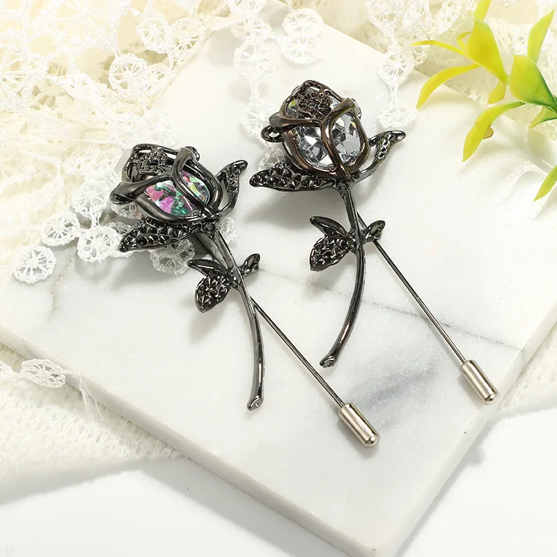 Роза дизайн Имитация алмазы нагрудные значки Броши для женщин детская одежда