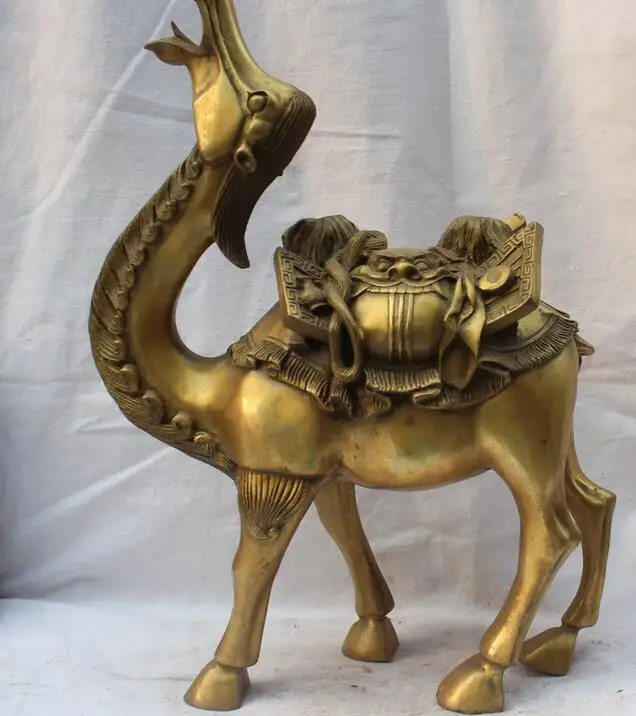 Details about 12&quot China Chinese Folk Fengshui Brass Auspicious Camel Llama Move Baggage Statue | Statues &amp Sculptures