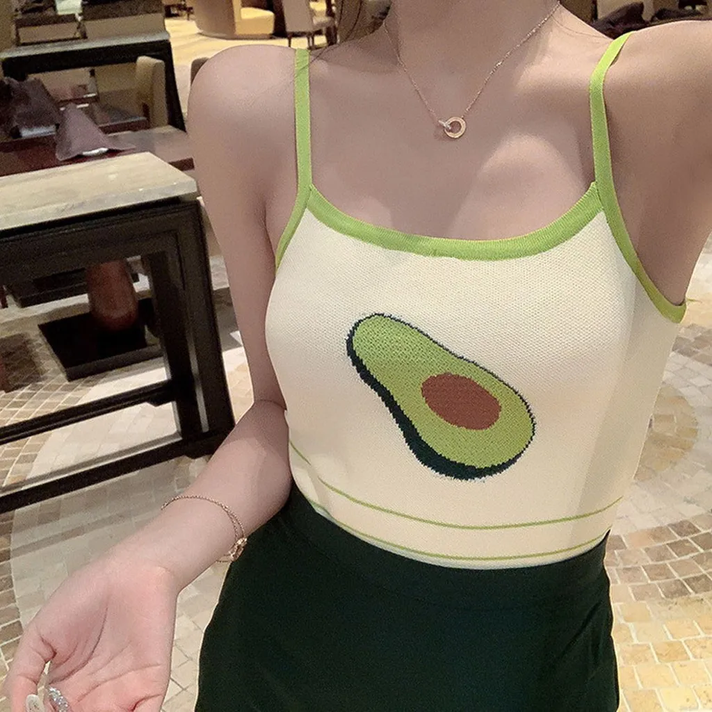 

Women clothing summer Crop Top 2021 Casual Bottoming Sleeveless Vest Solid Slim Printing Vest Tops for women party