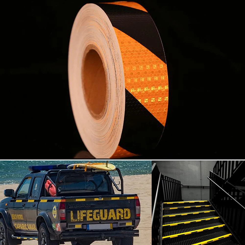 5cmx10m/Roll Waterproof Self-Adhesive  Warning Caution Conspicuity Tape  For Trucks Trailers Car Park