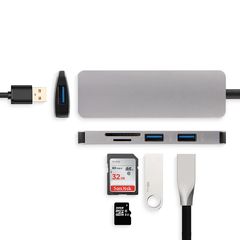 Ajiuyu USB C концентратор type-C адаптер док-станция Thunderbolt 3 мульти порт HDMI VGA USB RJ45 Gigabit Ethernet сплиттер для MateBook Pro Air