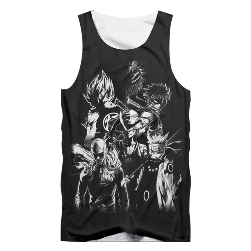 Черный топ майка для мужчин Новое поступление 2020 аниме Наруто с 3d принтом без